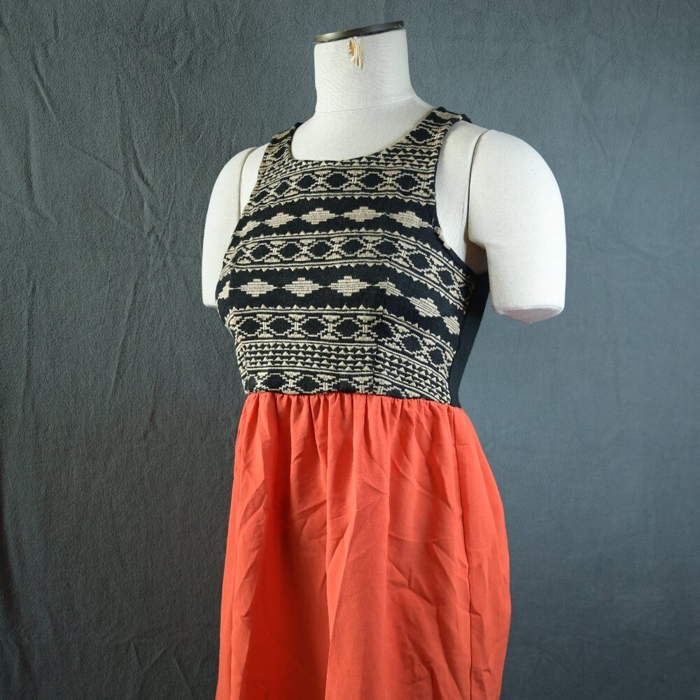 Anthropologie THML Black and Orange Midi Dress Size S